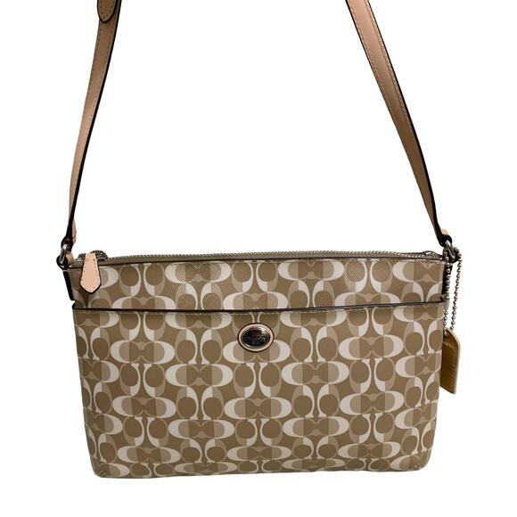 COACH Light Khaki/Beige PEYTON DREAM C Signature PVC EW Swing Pack XBody F51364 - Picture 1 of 16
